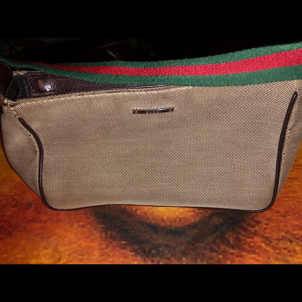 Gucci Tan Mini Bag with Green and Red Strap